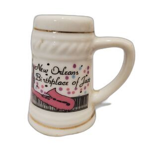 Vintage New Orleans Ceramic Mini Mug Birthplace of Jazz